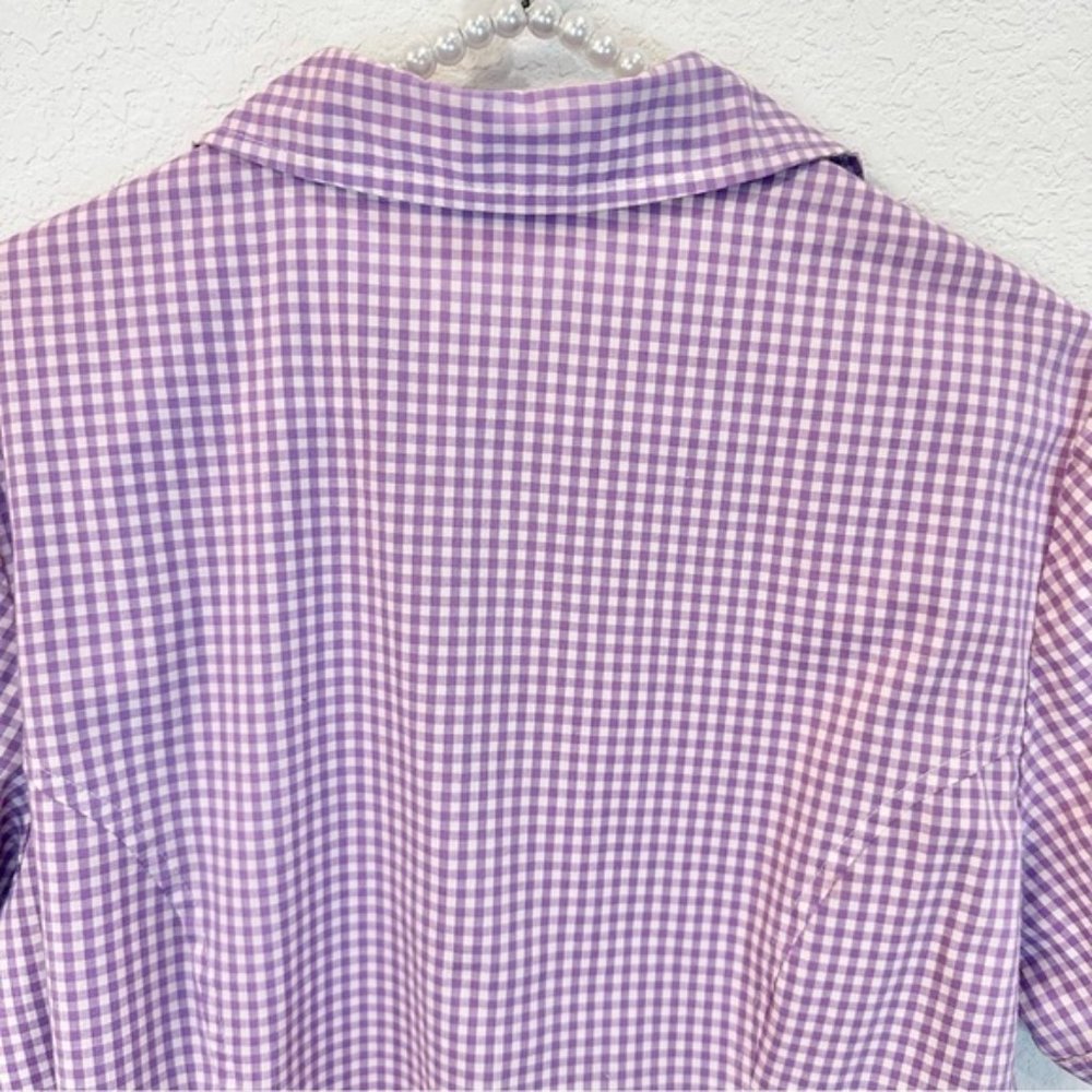 Riders by Lee Purple Lavender Gingham Short Sleeve Button Down Shirt Top Blouse - Picture 7 of 12